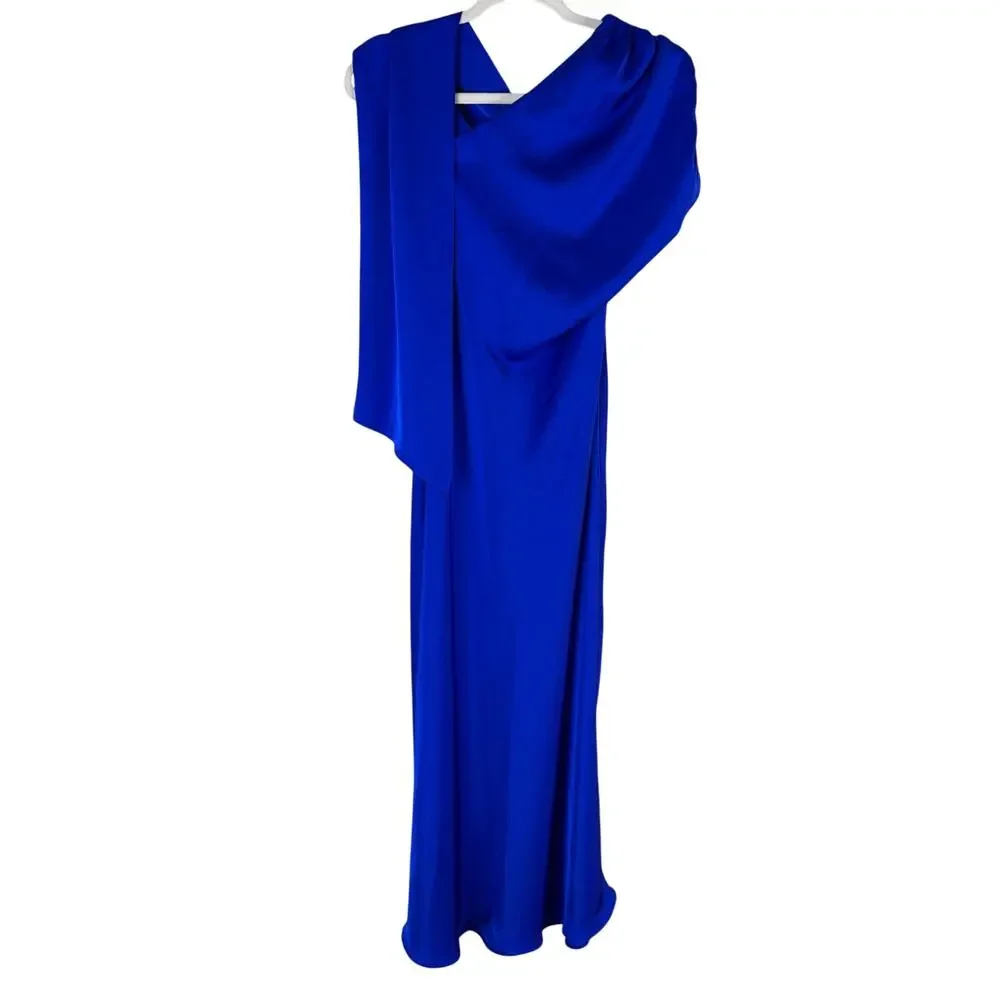 MISHA Alastair Satin Gown Maxi Satin Scarf Gala Formal Evening Prom Party 4